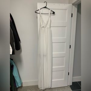 Sheer maternity photo shoot dress, open portion in front to reveal belly